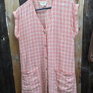 Lou & Grey linen dress, pink and yellow